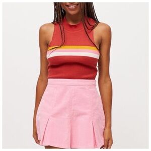 BDG Paula Waffle Racerback Tank in Red